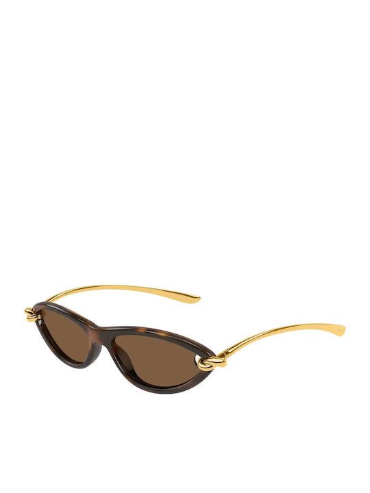 Bottega Veneta Damen Sonnenbrille mit Braun Schildkröte Gestell und Braun Linse BV1390S 002