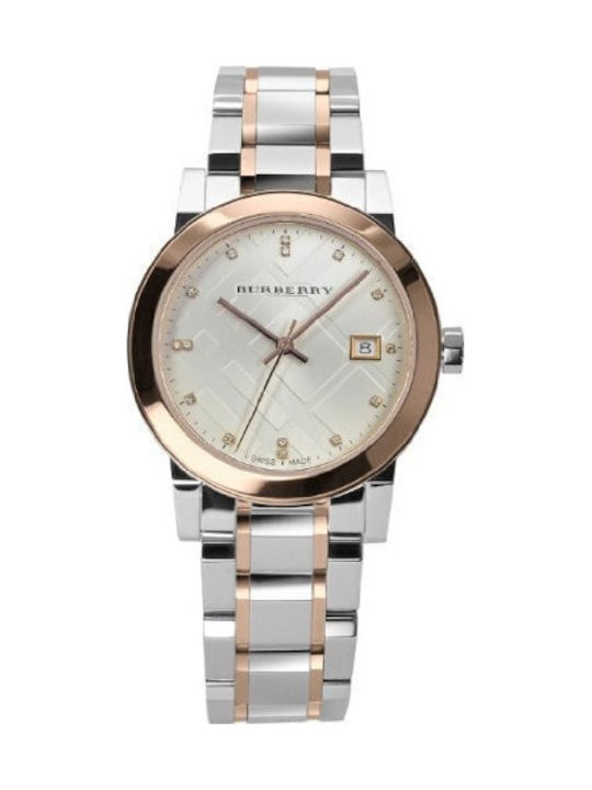 Burberry Γυναικείο Ρολόι Μπαταρίας με Ασημί Μεταλλικό Μπρασελέ