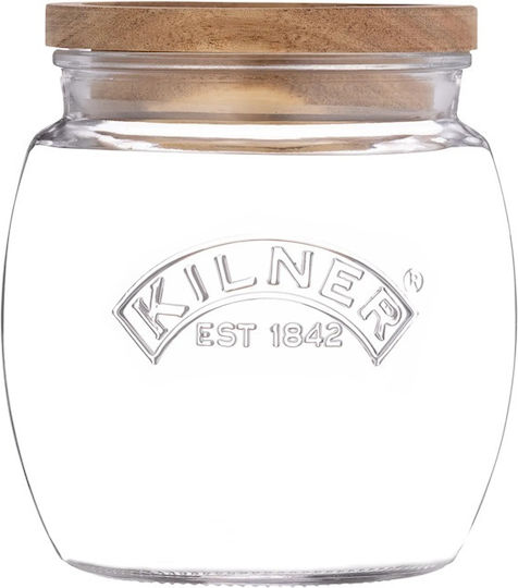 Стъклен буркан 850 мл с дървен капак Φ12.5xh14.8см Kilner 0025.086 00048777