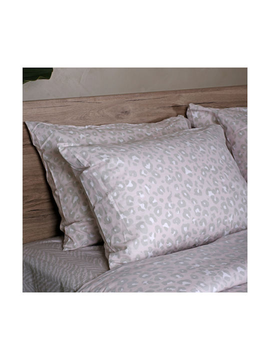 White Fabric Σετ Σεντόνια Υπέρδιπλα Βαμβακερά Girly Γκρι Ανοικτό 235x270cm