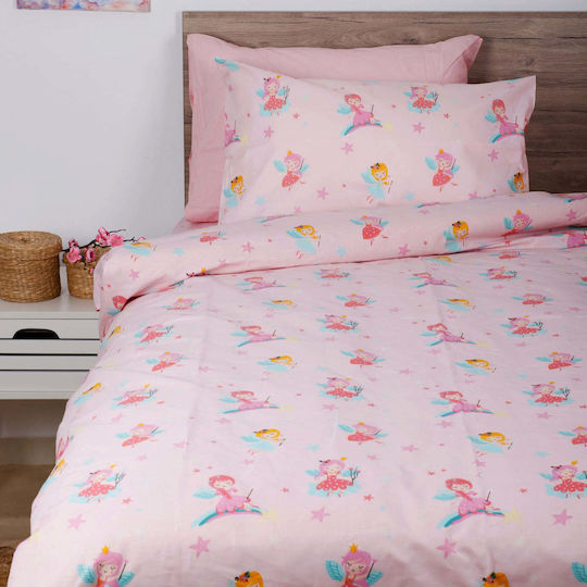 White Fabric Seturi de cearșafuri Single Bumbac Fairytale Roz 165x270cm