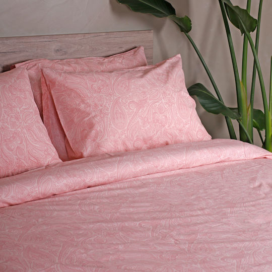 White Fabric Σετ Σεντόνια Μονά Βαμβακερά Delancy Ροζ 165x270cm