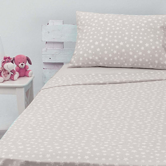 White Fabric Комплект чаршафи Единично Памучни Сив 165x270см