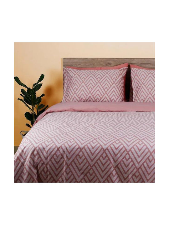 White Fabric Σετ Σεντόνια Υπέρδιπλα Βαμβακερά Luxe Ροζ 235x270cm