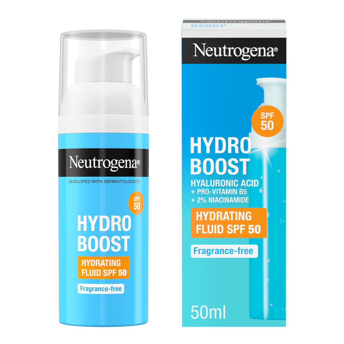 Neutrogena Hydro Boost Κρέμα Προσώπου Ημέρας με SPF50 για Ενυδάτωση, Πανάδες & Λάμψη με Υαλουρονικό Οξύ & Βιταμίνη C 50ml