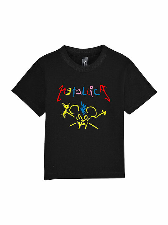Set of Kids' T-shirts Black Metallica Baby Crayon Rainbow Doodle