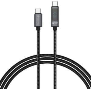 Devia Braided USB 2.0 Cable USB-C male - USB-C 60W PD Μαύρο 1.2m
