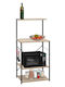 Kitchen Rack Metallic 4 Tiers Black 58x35x121cm
