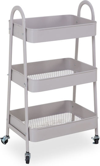 Metallic Trolley 3-Tier Beige Metallic Trolley 3-Tier Beige