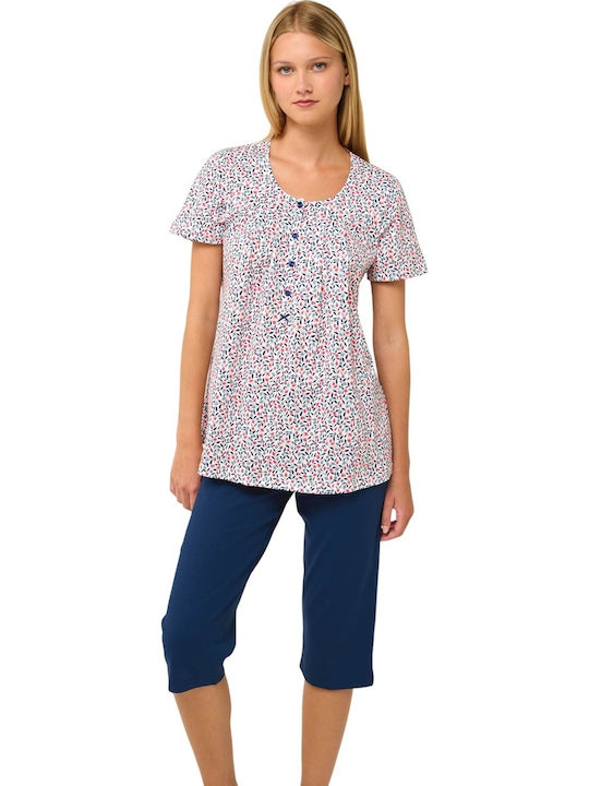 Vamp Sommer Damen Pyjama-Set Blue Peony