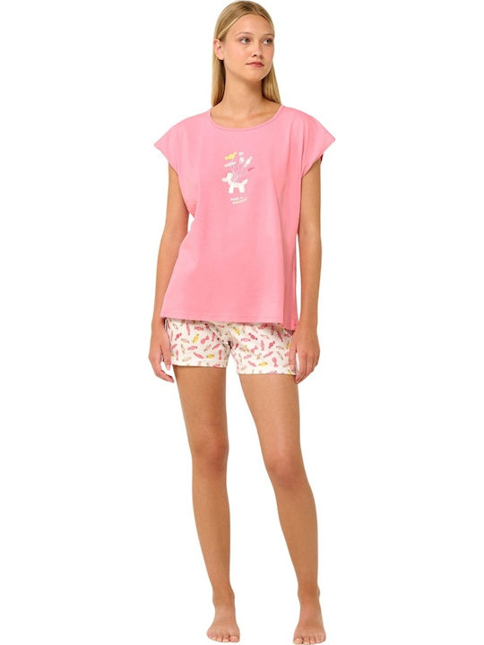 Vamp Sommer Damen Pyjama-Set Pink Sea