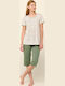 Vamp Sommer Damen Pyjama-Set Green Oil