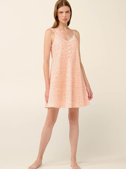 Vamp Sommer Damen Nachthemd Salmon
