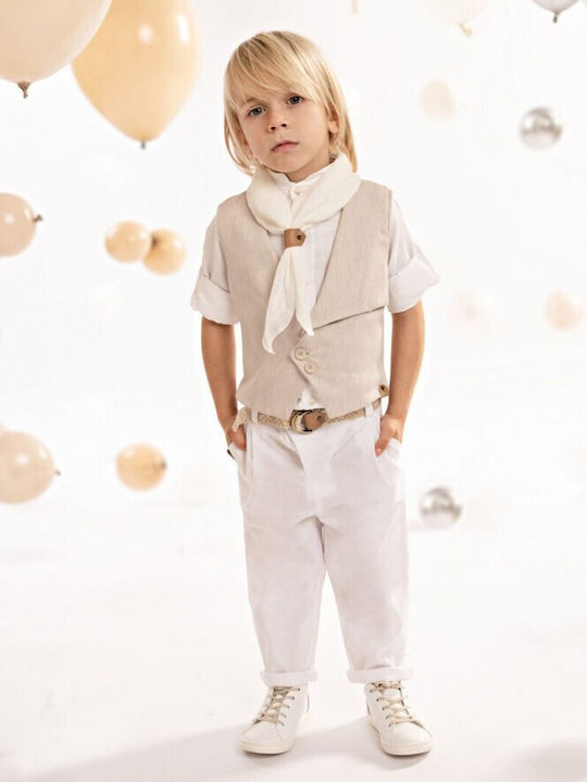 Baby Bloom Boys Baptism Suit with Vest White
