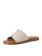 Leder Flache Sandalen für Damen in Ecru Farbe