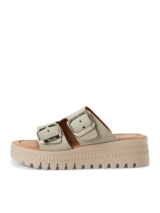 Leder Flache Sandalen für Damen Grüne