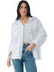 Women's Short Jean Jacket for Spring or Autumn White