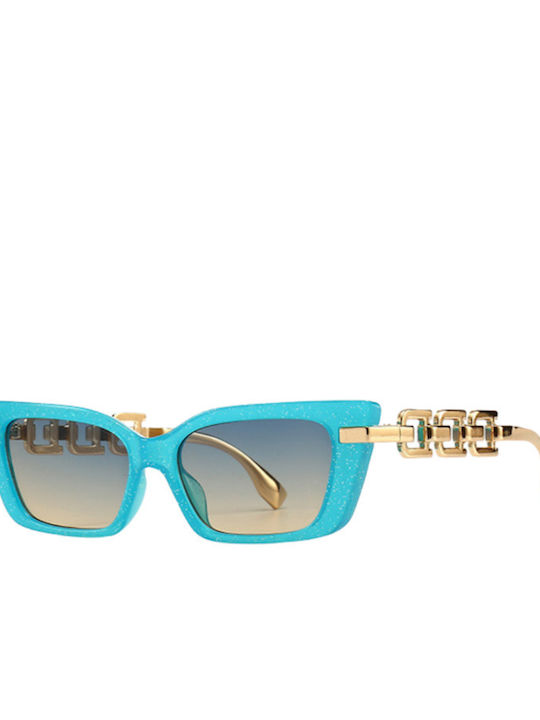 SeeVision Damen Sonnenbrille mit Blau Kunststoff Gestell und Türkis Verlaufsfarbe Linse 50131-BLUE
