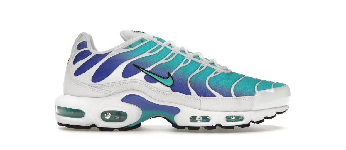 white and light aqua air max plus