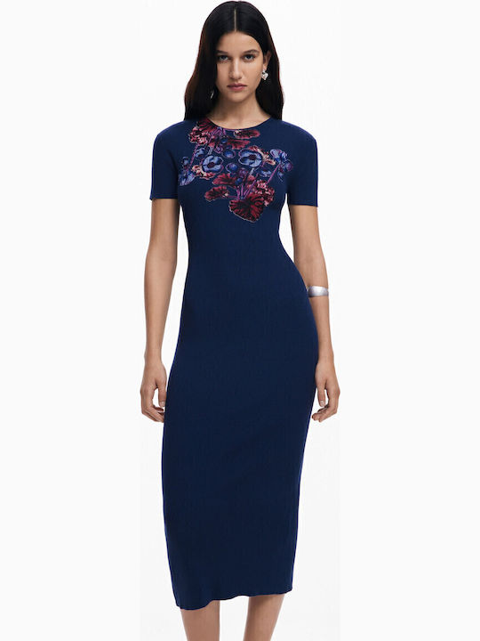 Lacroix Καλοκαιρινό Midi Φόρεμα Πλεκτό Navy Μπλε