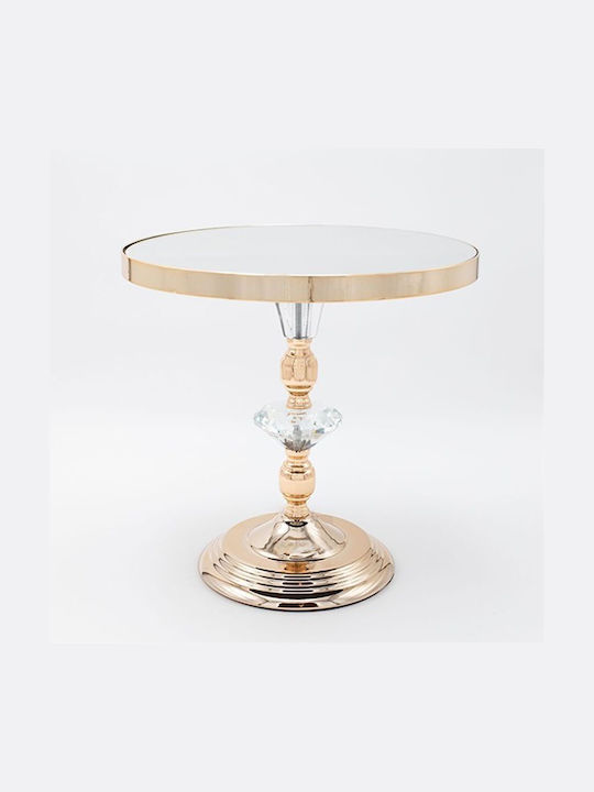 Metallic Round Decorative Tray with Mirror 30x30x30cm