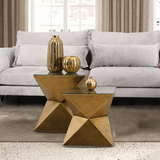 Round Side Table Fl0160 Glass Gold M41xP41cm