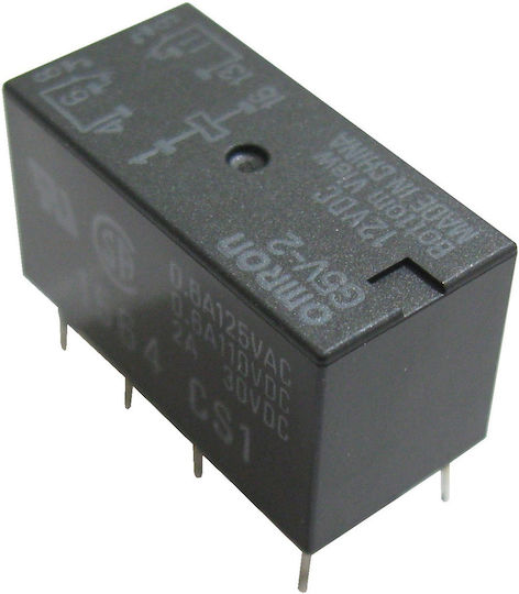 Ρελέ Πλακέτας Πηνίο 12vdc Επαφές Dpdt 2a 30vdc Omron Pcb Signal Relay G5v-2-12vdc