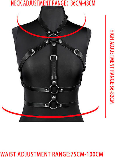 Ham Punk Provocator pentru Piept Sexy din Piele Sintetică cu Accesorii Metalice