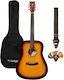 Chitară Acustică Memphis M-20 Sb Set Premium cu Husă, Curea și Pene