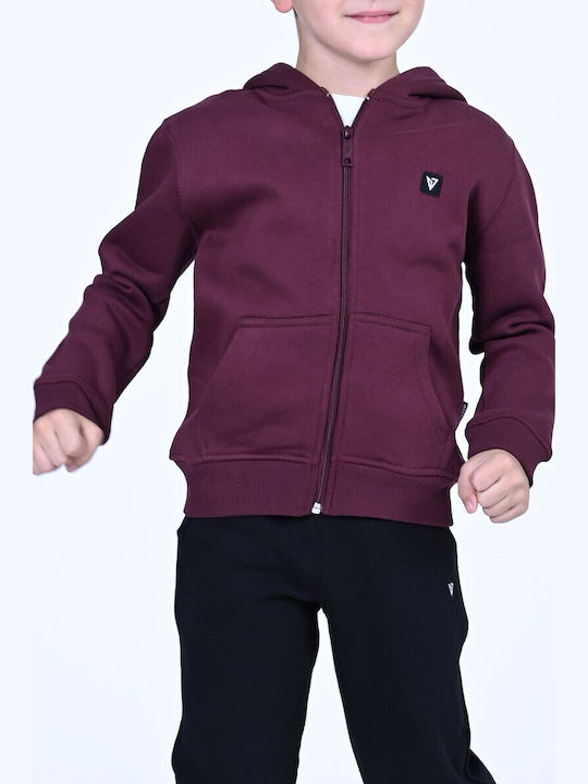 Kids Cardigan Fleece with Hood Bordeaux