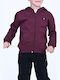 Kids Cardigan Fleece with Hood Bordeaux