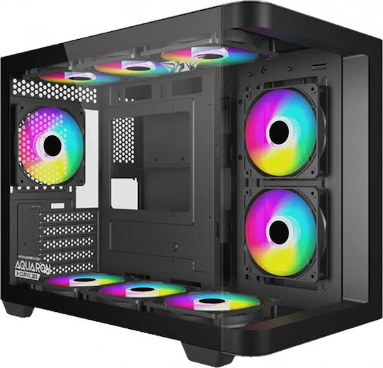 Armaggeddon Aquaron X-curve 285 Gaming Mini Tower Κουτί Υπολογιστή με Πλαϊνό Παράθυρο Fully Black