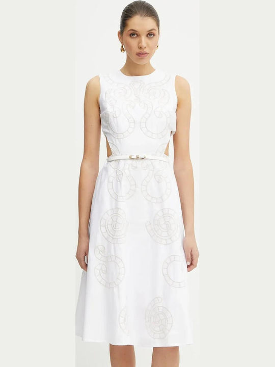 Sommer Midi Damenkleid Weiß/Milch