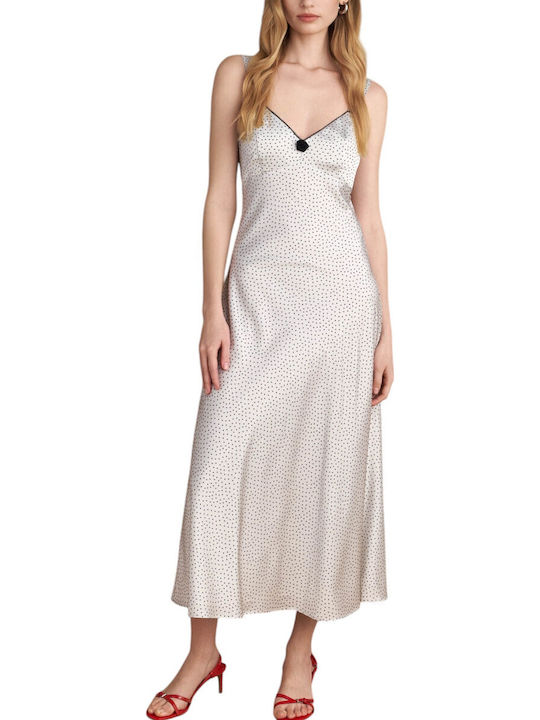 Sommer Midi Abendkleid Satin Ecru