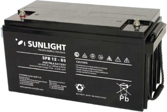 SunLight Μπαταρία UPS με Χωρητικότητα 70Ah και Τάση 12V SPB12-65 1τμχ
