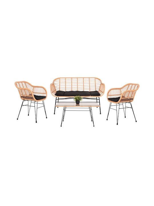 Garten- und Outdoor-Möbelsets Allegra 4 Stück Korb-Metall mit Kissen