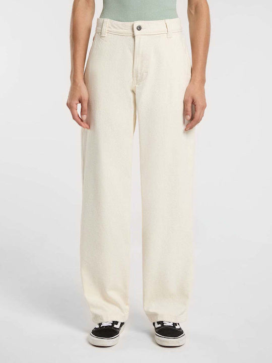 Stevensville Women's Fabric Trousers Loose Fit Ecru