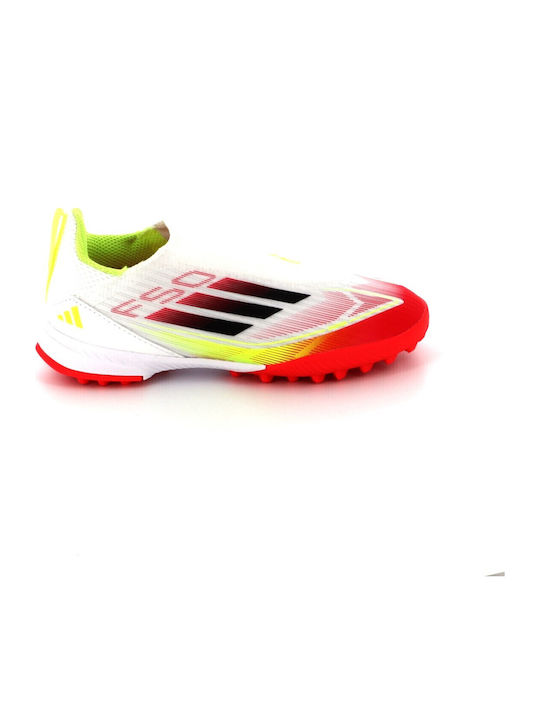 F50 League Ll Tf J Kids Turf Soccer Shoes without Laces Cloud White / Core Black / Solar Yellow