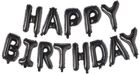 Μπαλόνια Φράση Happy Birthday Μαύρο 13 Τεμ