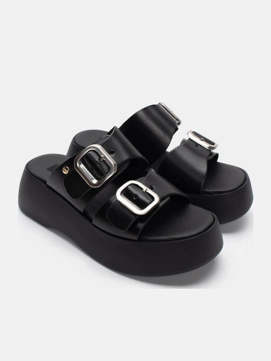 Luigi Γυναικεία Σανδάλια Flatforms Μαύρα