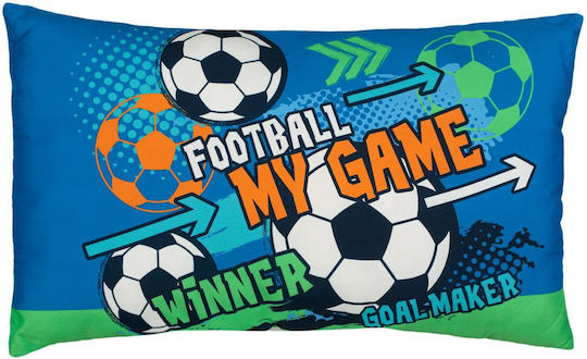 Decorative Pillow Football Blue 50x30cm Polyester