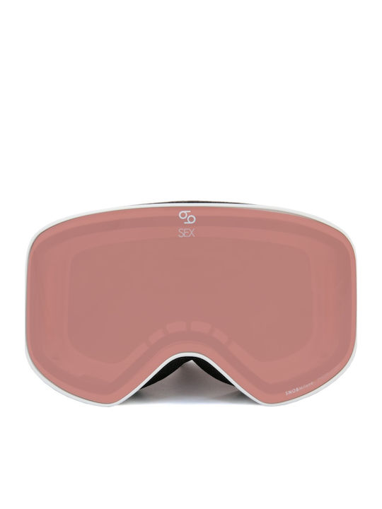Snob Milano Μάσκα Σκι & Snowboard Ενηλίκων Λευκή με Φακό Καθρέπτη σε Ροζ Χρώμα Snob Milano Μάσκα Σκι & Snowboard Ενηλίκων Λευκή με Φακό Καθρέπτη σε Ροζ Χρώμα