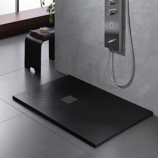 Sirene Slate Duș din piatră artificială 140x80cm Neagră