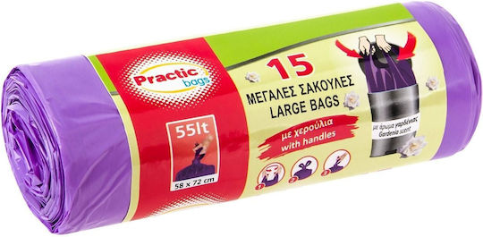 Scented Trash Bags Capacity 55lt with Handles 72x58cm 15pcs Multicolored