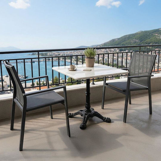 Τραπέζι Marmol 70x70x71.8 Λευκή-μαύρη απόχρωση Τραπέζι Marmol 70x70x71.8 Λευκή-μαύρη απόχρωση