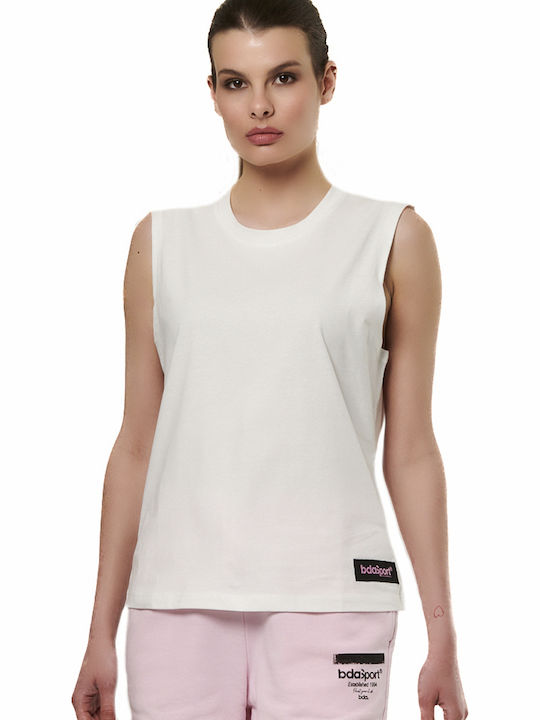 Body Action Damen Bluse Baumwolle Ärmellos Weiß