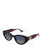 Gucci Women's Sunglasses with Black Plastic Frame and Blue Gradient Lens
