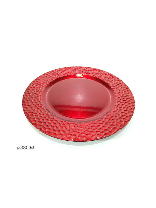 ArteLibre Round Plastic Decorative Platter Red 33x33cm