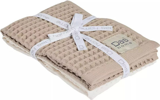 Das Home 0800 Geschirrtuch aus 100% Baumwolle in Beige Farbe 40x60cm 2Stück