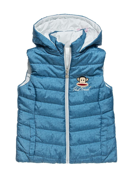 Kids' Denim Jacket Sleeveless Double Sided with Hood Blue